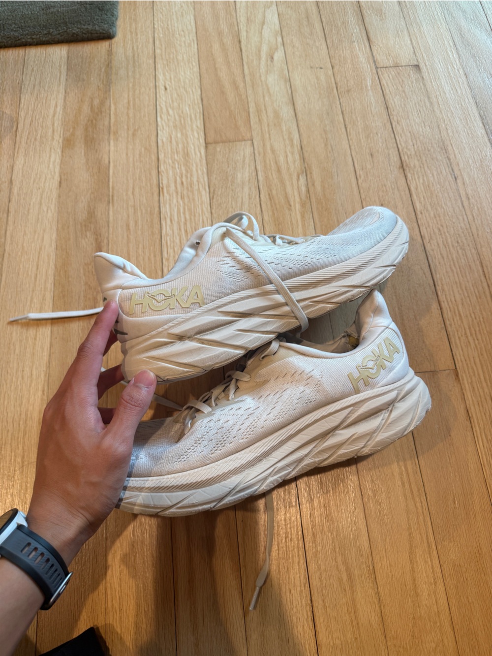 Hoka Men's Cream/White Lightweight Running Sneakers